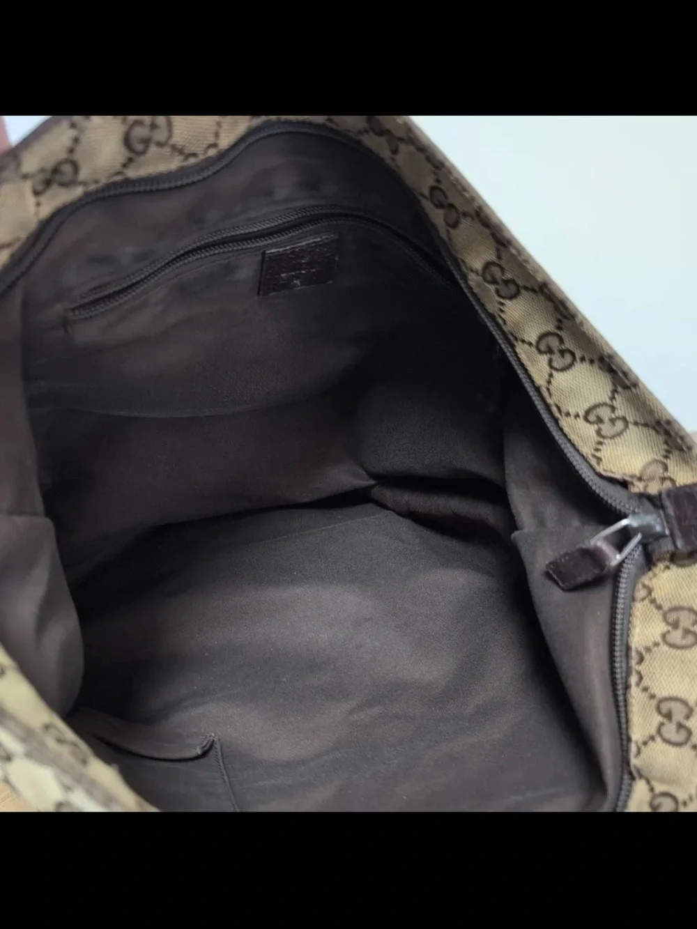 Gucci Beige & Brown Monogram Messenger Bag